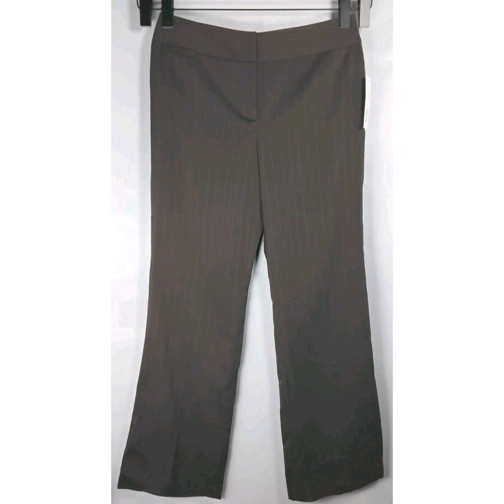 New Madison Studio Womens Brown Orange Pin Striped Career Dress Pants Size 8